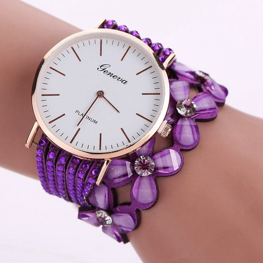 Fashion Geneva Flowers Watches Women Dress Elegant Quartz Bracelet Ladies Watch Crystal Diamond Wrist Watch Gift Reloj Mujer - Novaluxe