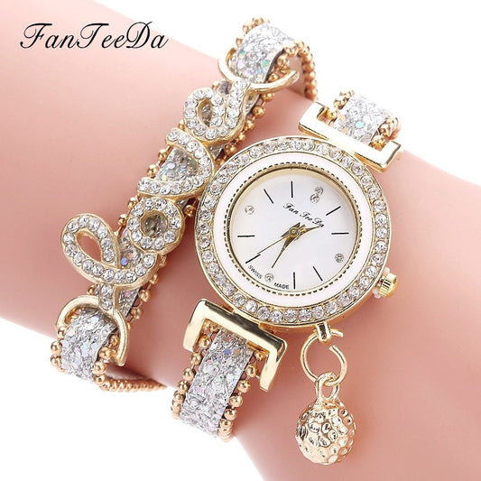FanTeeDa Brand Women Bracelet Watches Ladies Watch Rhinestones Clock Womens Fashion Dress Wristwatch Relogio Feminino Gift - Novaluxe