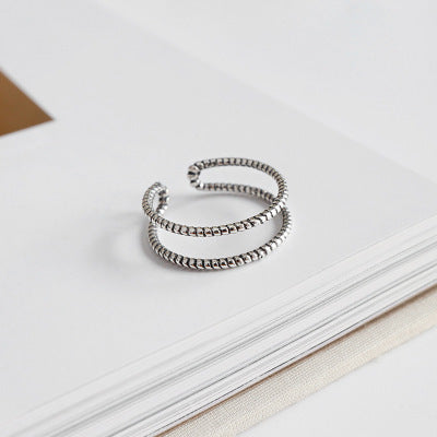 Fashion double twist ring thin ring forefinger ring - Novaluxe