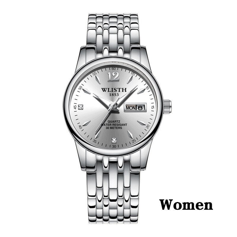 Women Dress Watch Rose Gold Stainless Steel WLISTH Brand Fashion Ladies Wristwatch Week Date Quartz Clock Female Luxury Watches - Novaluxe