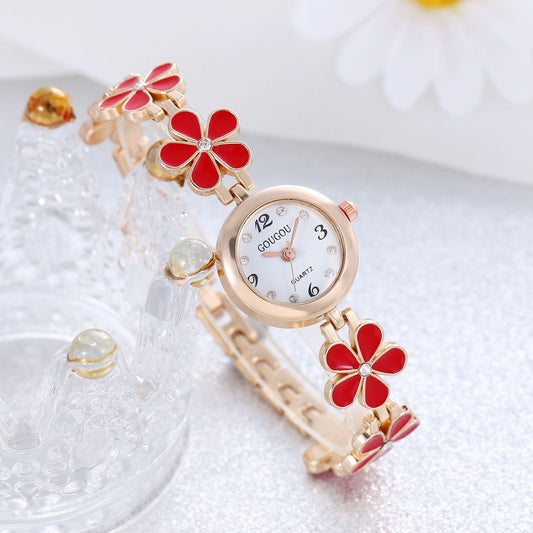 Women's Bracelet Watch Flower Disk Two-piece Bracelet Set - Novaluxe