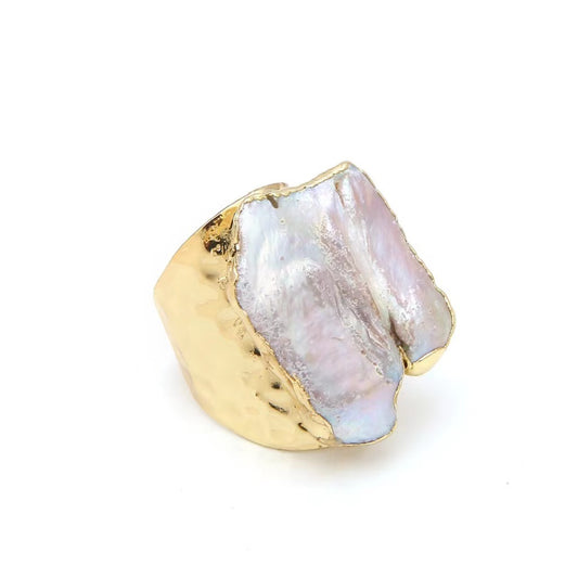 Sell Ring Irregular Pearl Ring Baroque Style Ring Gilt Edge Ring - Novaluxe