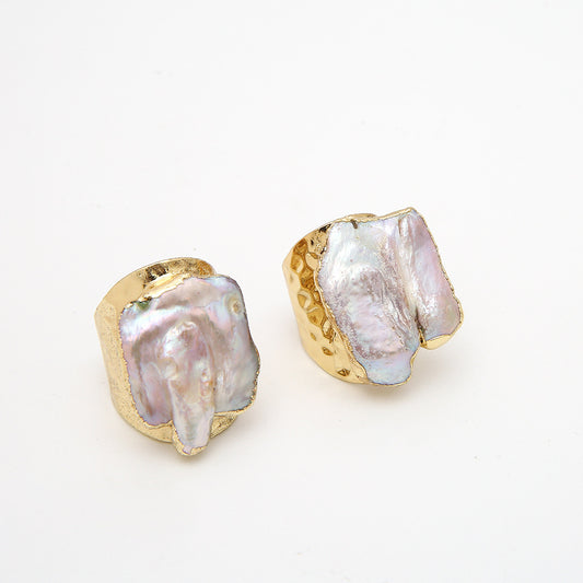 Sell Ring Irregular Pearl Ring Baroque Style Ring Gilt Edge Ring - Novaluxe