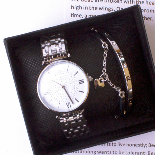 Wrist Watches Douyin The Same Gypsophila Watch Set Wechat Ladies Watch Bracelet Two-piece Set - Novaluxe