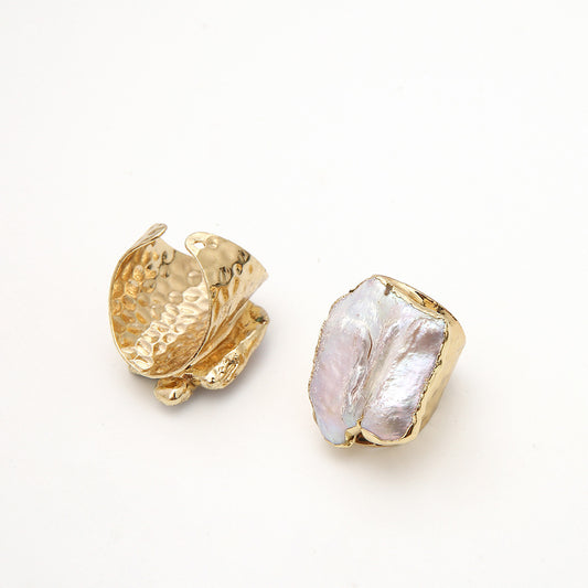 Sell Ring Irregular Pearl Ring Baroque Style Ring Gilt Edge Ring - Novaluxe
